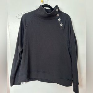J Crew black funnel neck sweatshirt with buttons. Nwt
